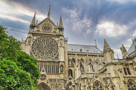 Cathedral notre dame, famous city of Paris in France, rich in history and full of wonderful attractions and monuments