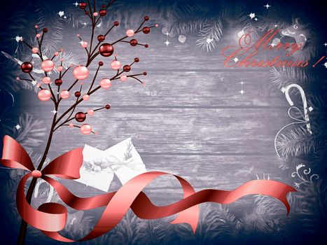 Beautiful Christmas greeting card in vintage style.