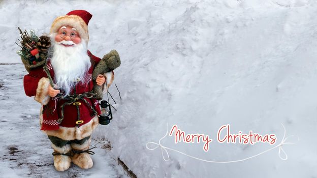 Beautiful Christmas card in vintage style with the image of Santa Claus for Christmas and New year greetings. 3D rendering
