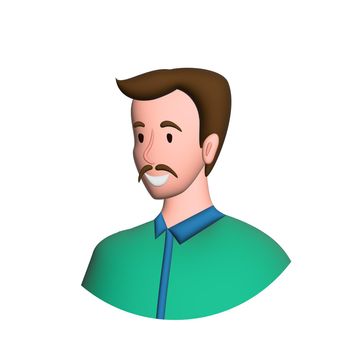 Web icon man, middle-aged man with mustache - illustration