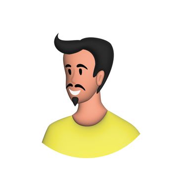 Web icon man, middle-aged man with mustache - illustration