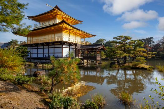 Zen Buddhist Temple of the Golden Pavilion Kinkaku-ji, officially named Rokuon-ji, Kyoto Japan