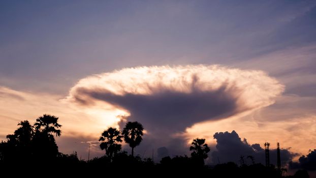 Cloud in Tornado shape .Nature phenomenon concept background. Climate change . beautiful cloudscape . Global warming concept idea