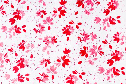 Seamless red floral texture made of petals fiber japanese paper pattern on a white background