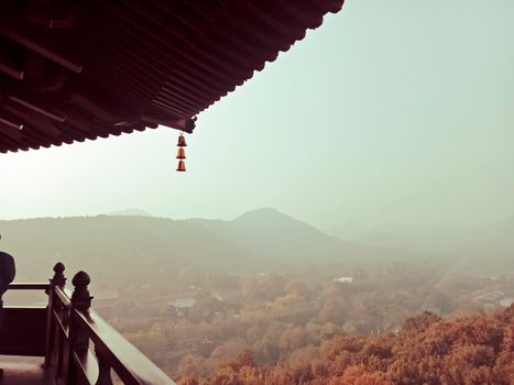 view from Leifeng Pagoda Hangzhou West Lake autumn scenery in China.