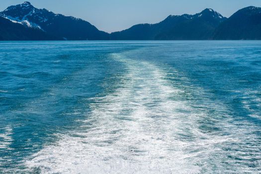 Snow covered peak of the mountain overlooking Resurrection Bay near Seward in Alaska