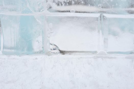 ice wall of arctic igloo house. ice brick texture.