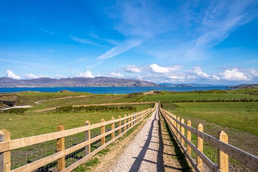 The new path to the Great Pollet Sea Arch, Fanad Peninsula, County Donegal, Ireland.