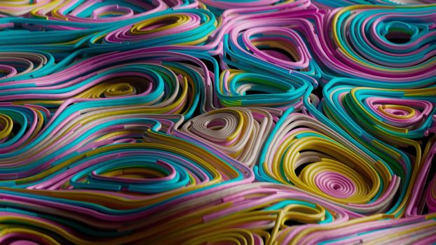 3d render multicolored topographic abstract circular fields in 4k