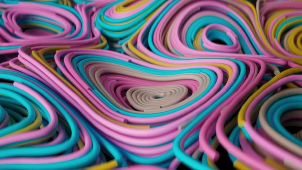 3d render multicolored topographic abstract circular fields in 4k