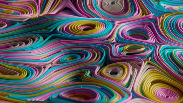 3d render multicolored topographic abstract circular fields in 4k