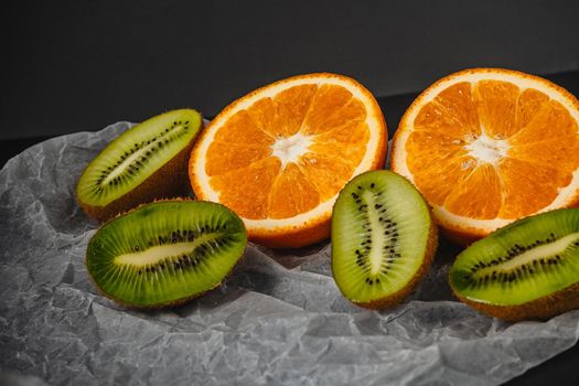 Luxurious fruit background. Studio photography of various fruits isolated on black background. Copy space. high resolution product