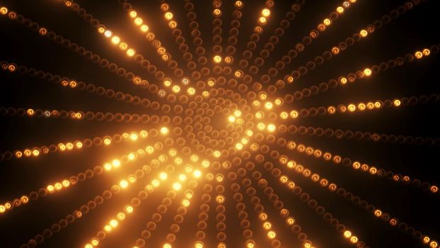 3d render Gold circle led VJ shine background