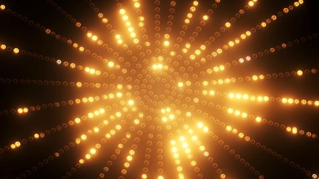 3d render Gold circle led VJ shine background