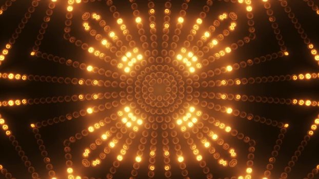 3d render Gold circle led VJ shine background