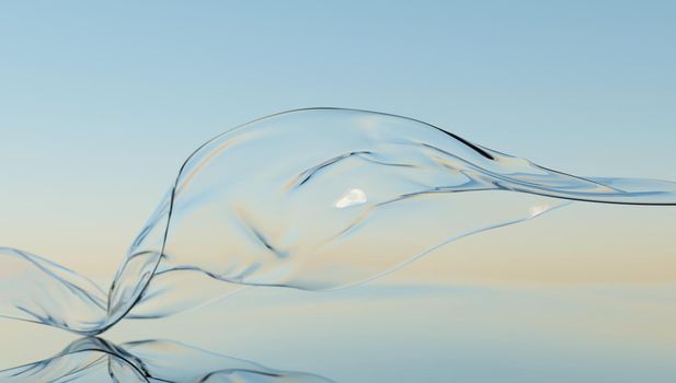 Wind glass ribbon on water. abstract wallpaper for banner. 3d rendering