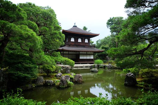 The kannonden at Jisho-ji, commonly known as the Silver Pavilion (Ginkaku-ji). A Zen buddhist temple in Kyoto, Japan.