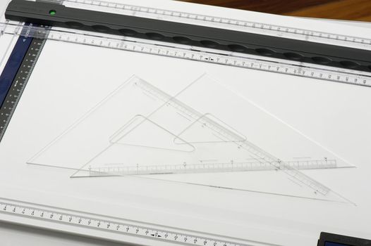 clear plastic of Set squares or Triangles, tool for industrial drawing