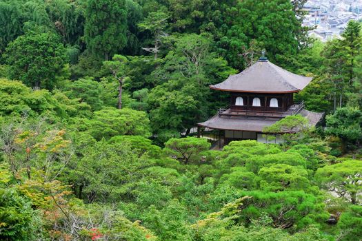 The kannonden at Jisho-ji, commonly known as the Silver Pavilion (Ginkaku-ji). A Zen buddhist temple in Kyoto, Japan.