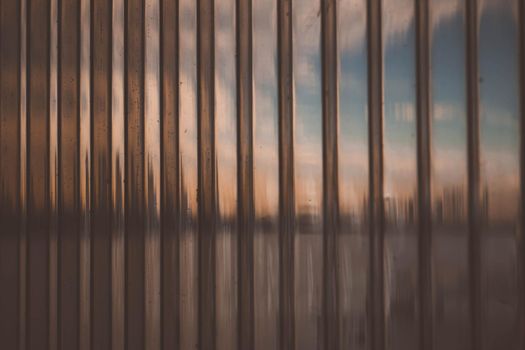 Abstract Cityscapes building and river through transparency wall