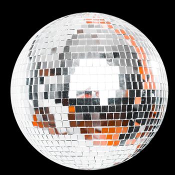 Shining Disco Ball isolated on black background