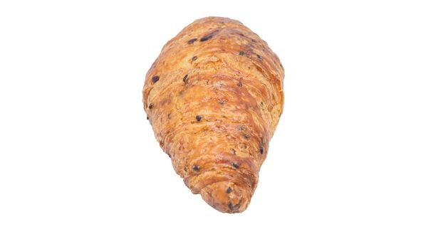 Plain croissant on isolated white background with clipping path. Food still life objct.