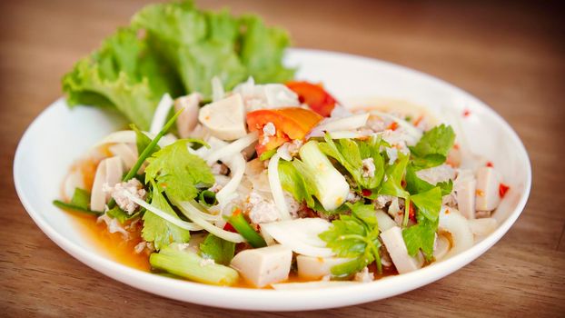 spicy vietnamese sausage salad Thai street food