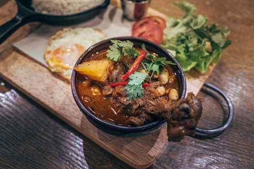 Thai Indian  best dish  Massaman Curry with Chicken and Potatoes is influenced by Malay and Thai Muslim cultures