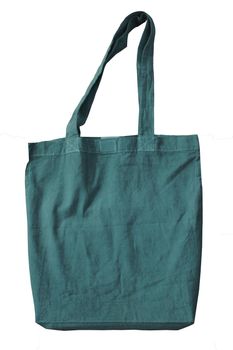 Green Blank Cotton Tote Bags Reusable Cotton Reusable Tote Bags isolate white background with clipping path