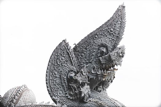 Sculpture of Dragon or Serpent or Naga legendary animal of Thailand at  Wat Kham Chanod 2 in Thailand