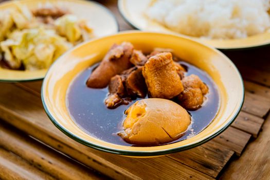 Thai best dish. Kai Pa low  Boiled egg and pork  in sweet brown soup