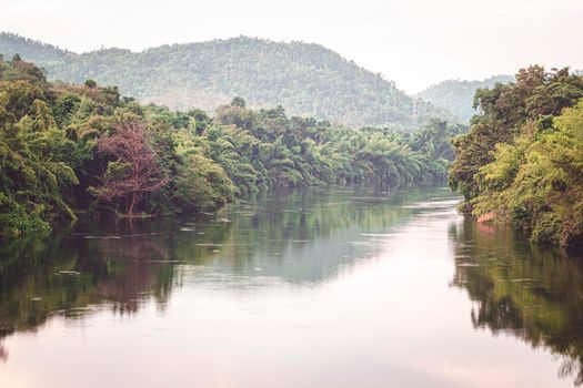 Kanchanaburi Nature and Wildlife tropical forest along Kaew river in Kanchanaburi Thailand