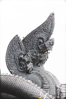 Sculpture of Dragon or Serpent or Naga legendary animal of Thailand at  Wat Kham Chanod 2 in Thailand