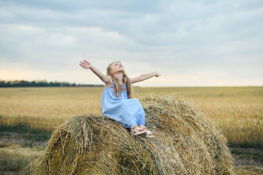 Girl in the wheat field on a barley