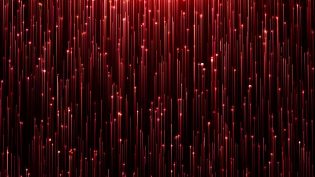 Glamorous red shine Line and particles on a black background4k