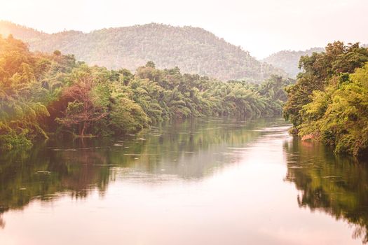 Kanchanaburi Nature and Wildlife tropical forest along Kaew river in Kanchanaburi Thailand