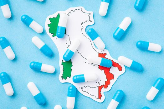 Concept of epidemic in Italy, many cases of dangerous disease