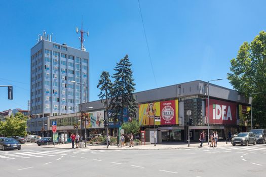 Valjevo, Serbia - June 20, 2022: City assembly and shopping center in Valjevo, town in West Serbia