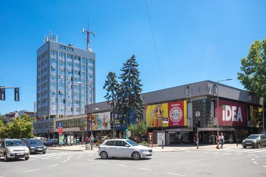 Valjevo, Serbia - June 20, 2022: City assembly and shopping center in Valjevo, town in West Serbia