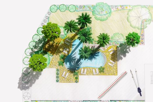 Landscape architect design backyard plan for villa