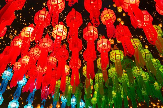 Yee Peng Festival (Yi Peng) Chiang Mai. Paper lanterns decorated on Tha-Phae road ,Chiang Mai.