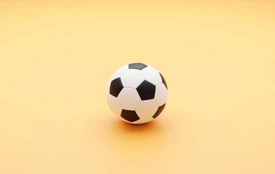 Soccer ball on pastel yellow background. Minimal creative concept. 3D illustration