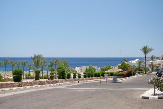The road along the sea, ocean for cars. The concept of travel and spending time.