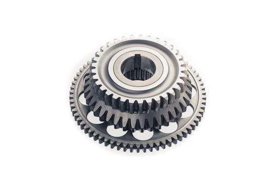 one way starter clutch bearing freewheel gear assy, isolated on white
