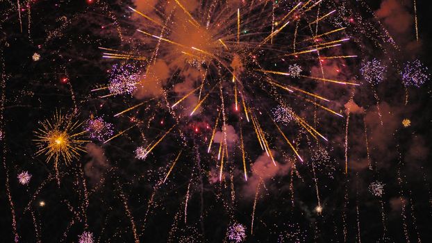 A colourful explosion of fireworks in the night sky