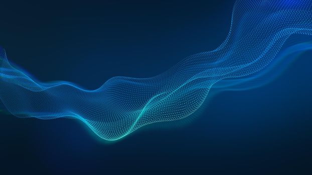Beauty abstract wave technology background with blue led light. Tech business concept. 3d rendering.