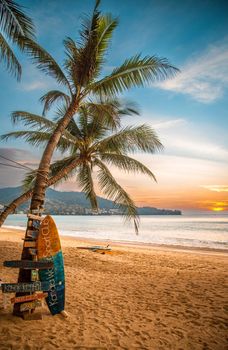 Sunset view in Patong beach in Phuket Province, Thailand. High quality 4k footage