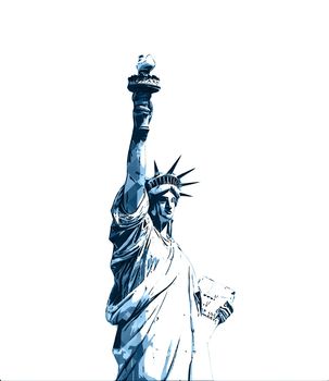 The Statue of Liberty isolated on a white background, digital pop art design