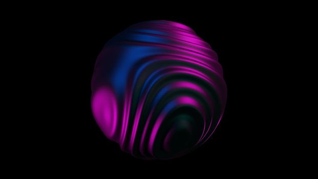 Liquid Sphere 3d blue purple light. Abstract morphing sphere.
