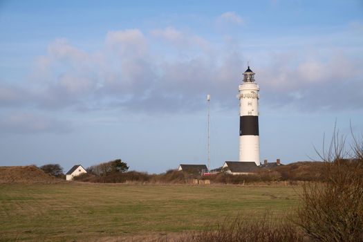 Panoramic image of Kampen lighthouse against sky, Sylt, North Frisia, Germany 